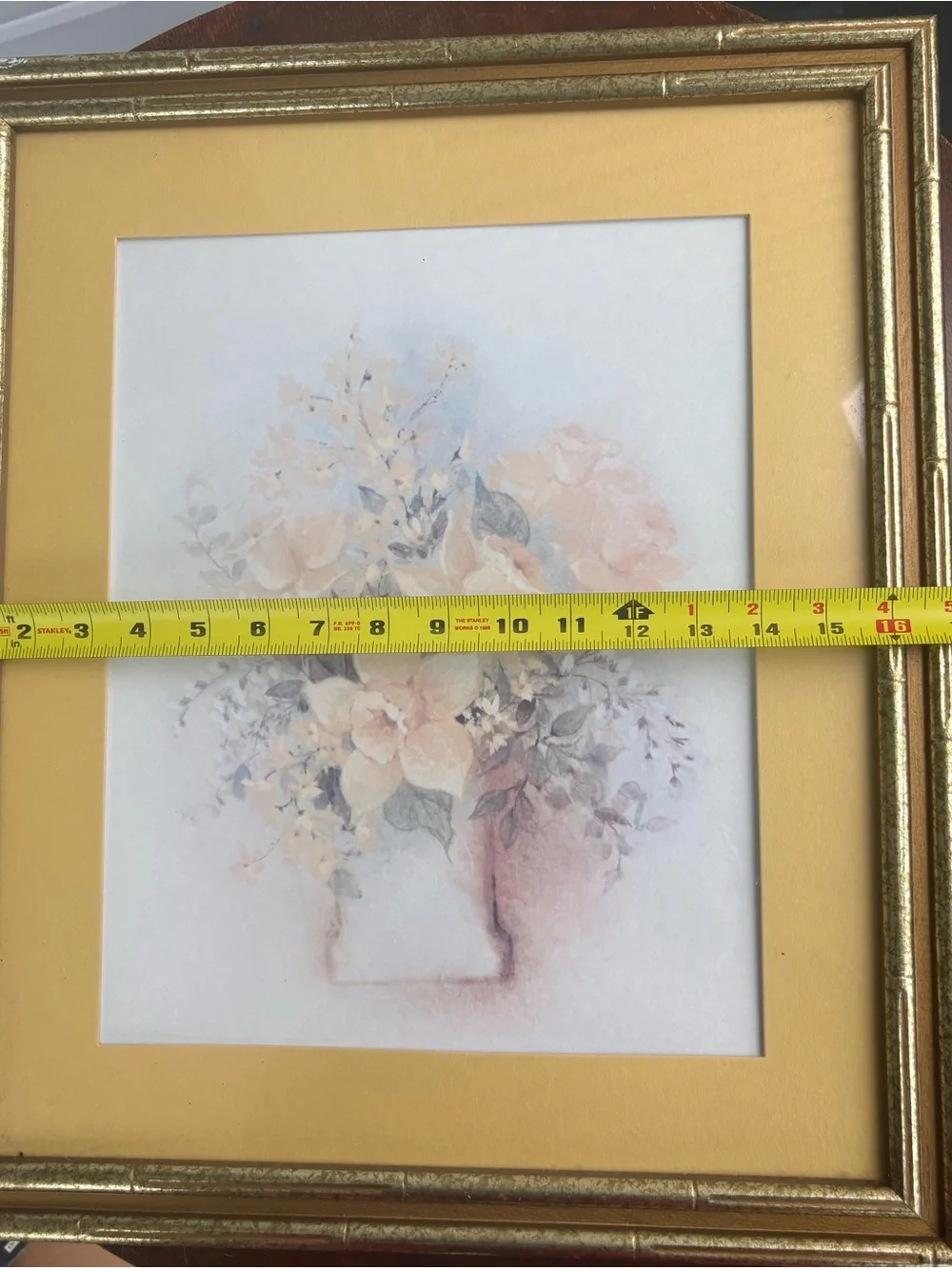 VTG MCM Yellow Floral Arrangement Watercolor Painting featuring a bouquet